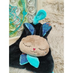 Mini doudou noir et turquoise